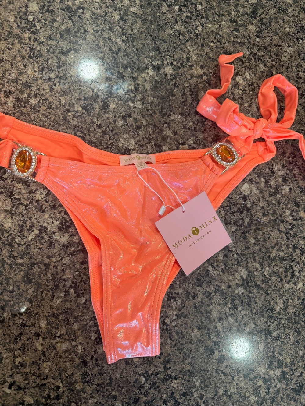 Coral Shine Tie-Side Bikini Bottom